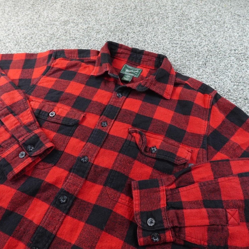 Woolrich‎ Shirt Mens L Red Buffalo Plaid Flannel Button Up Long Sleeve Work Hike